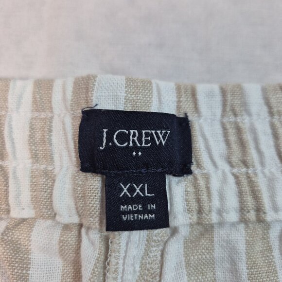 J.Crew Women's Striped linen-blend drawstring Shorts Size XXL Tan White (54) - Picture 12 of 13